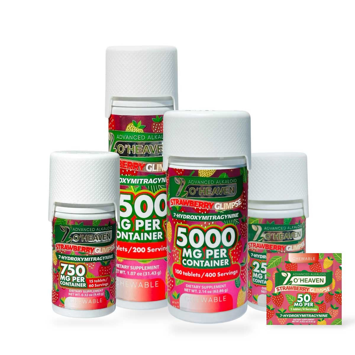 7 O'Heaven 7-OH Kratom Extract Tablets Strawberry Glimpse | 50MG Per Tablet