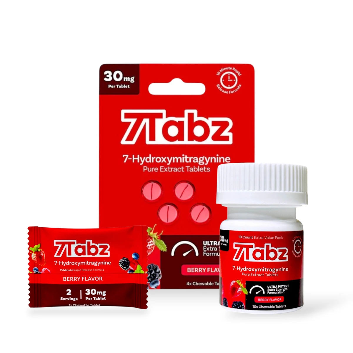 7Tabz 7-Hydroxymitragynine Extra Strength Kratom Tablets Berry | 30MG
