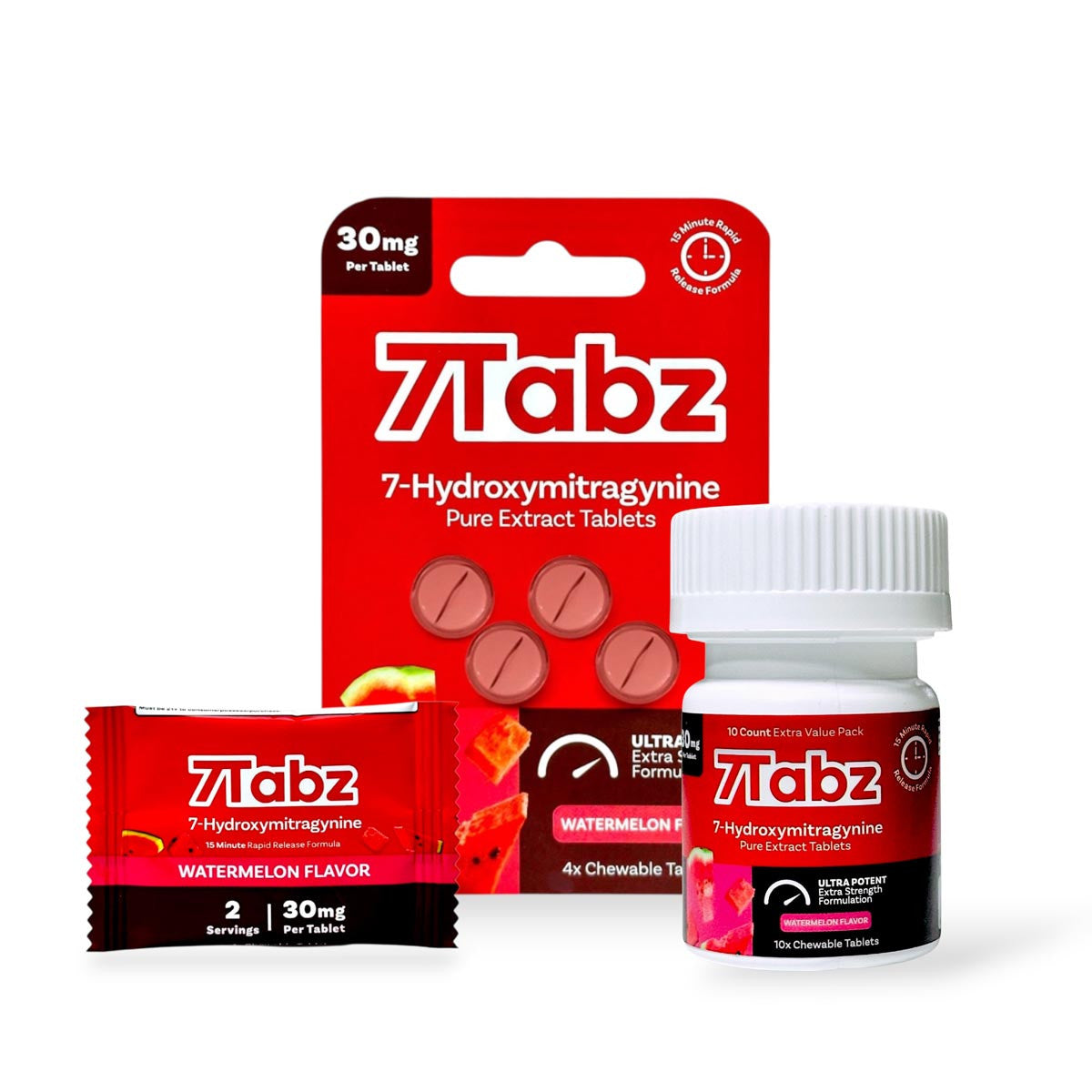 7Tabz 7-Hydroxymitragynine Extra Strength Kratom Tablets Watermelon | 30MG