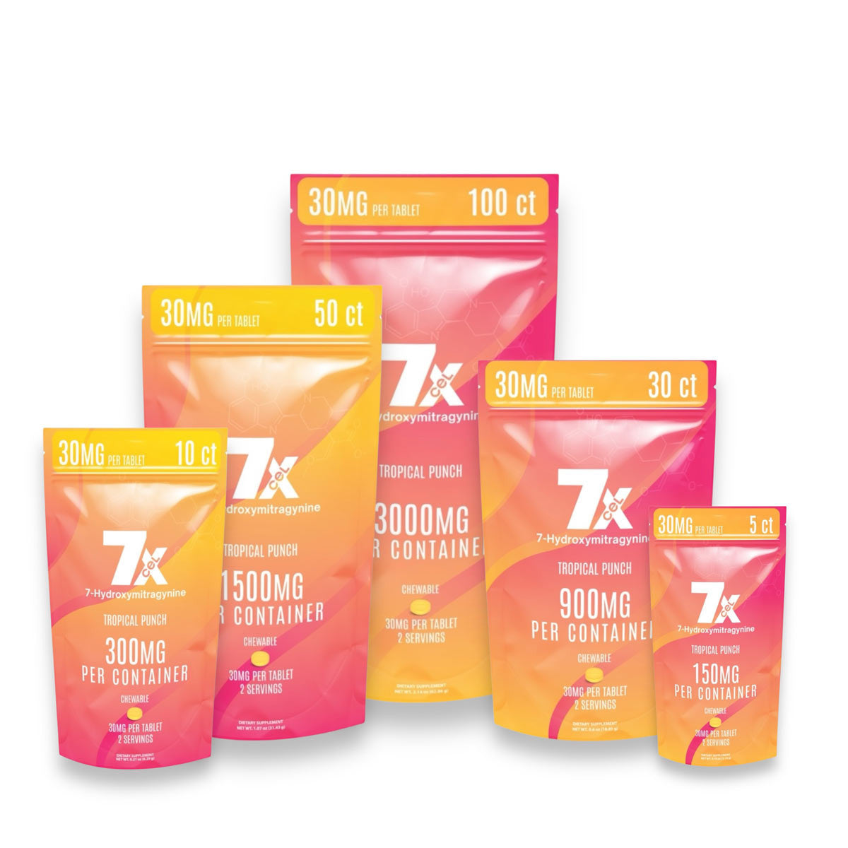 7Xcel 7-Hydroxymitragynine Chewable Tablets Tropical Punch | 30MG Per Tablet