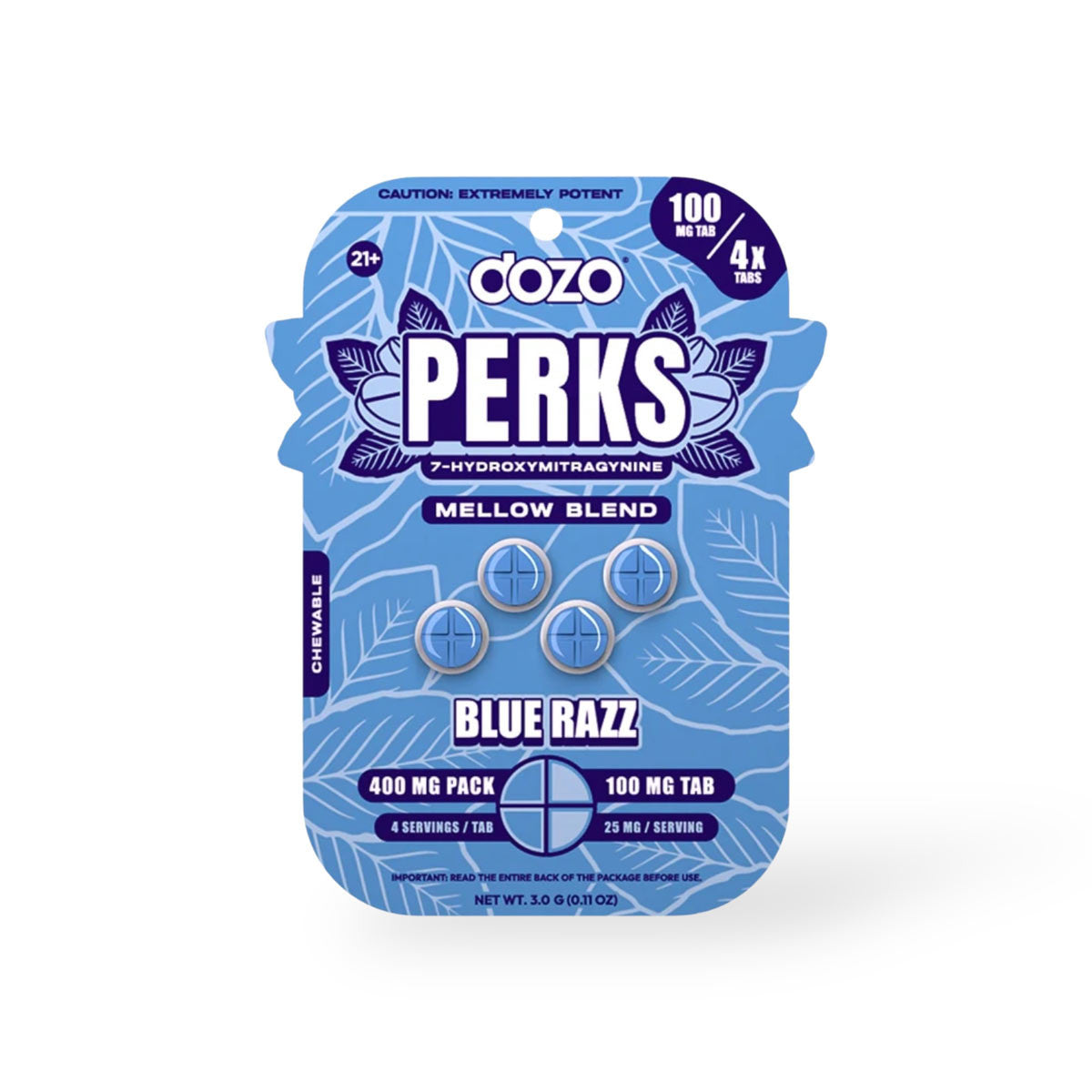Dozo Perks Extreme Potency 7-OH Mellow Blue Razz | 100MG Per Tablet