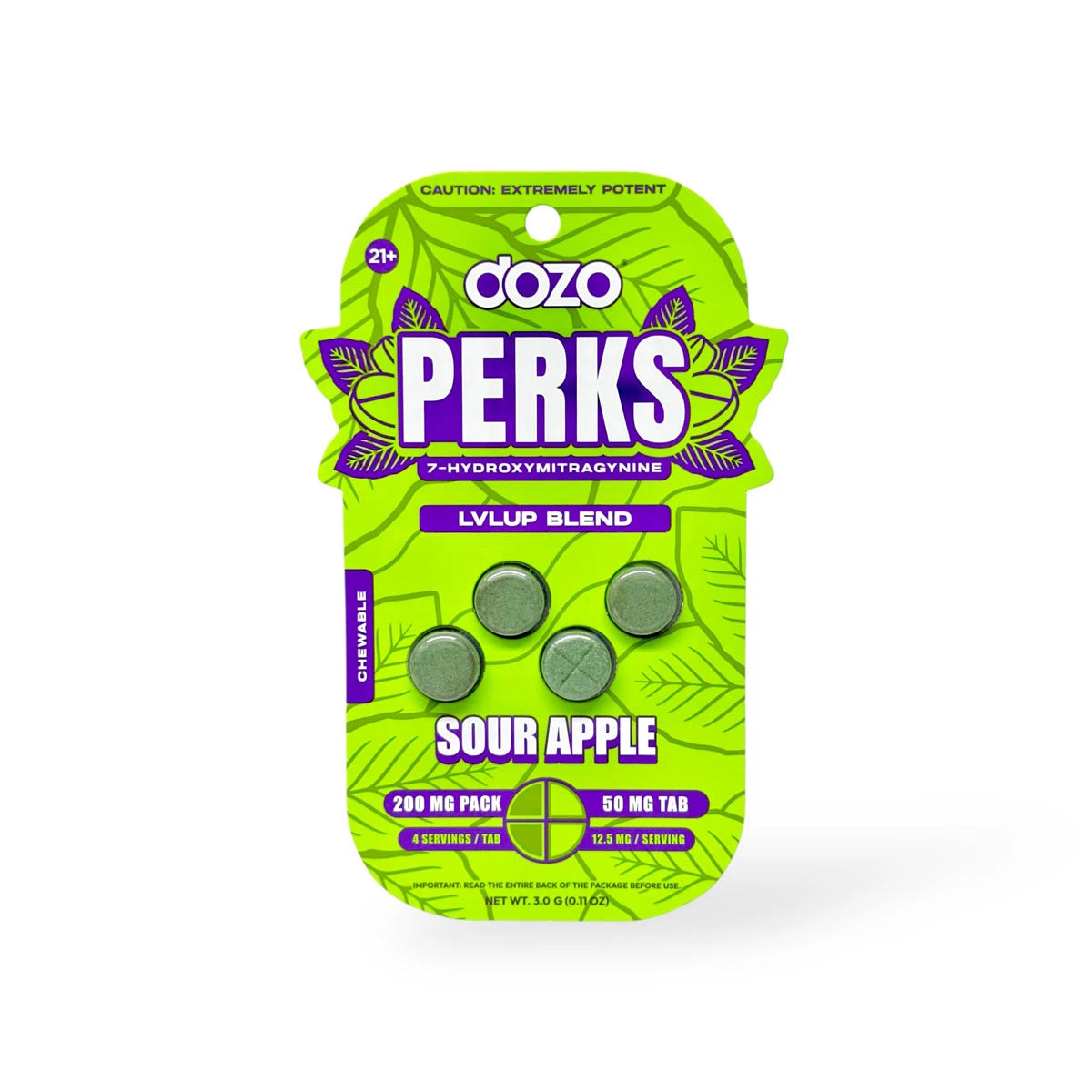 Dozo Perks Maximum Strength 7-OH LVLUP Sour Apple | 50MG