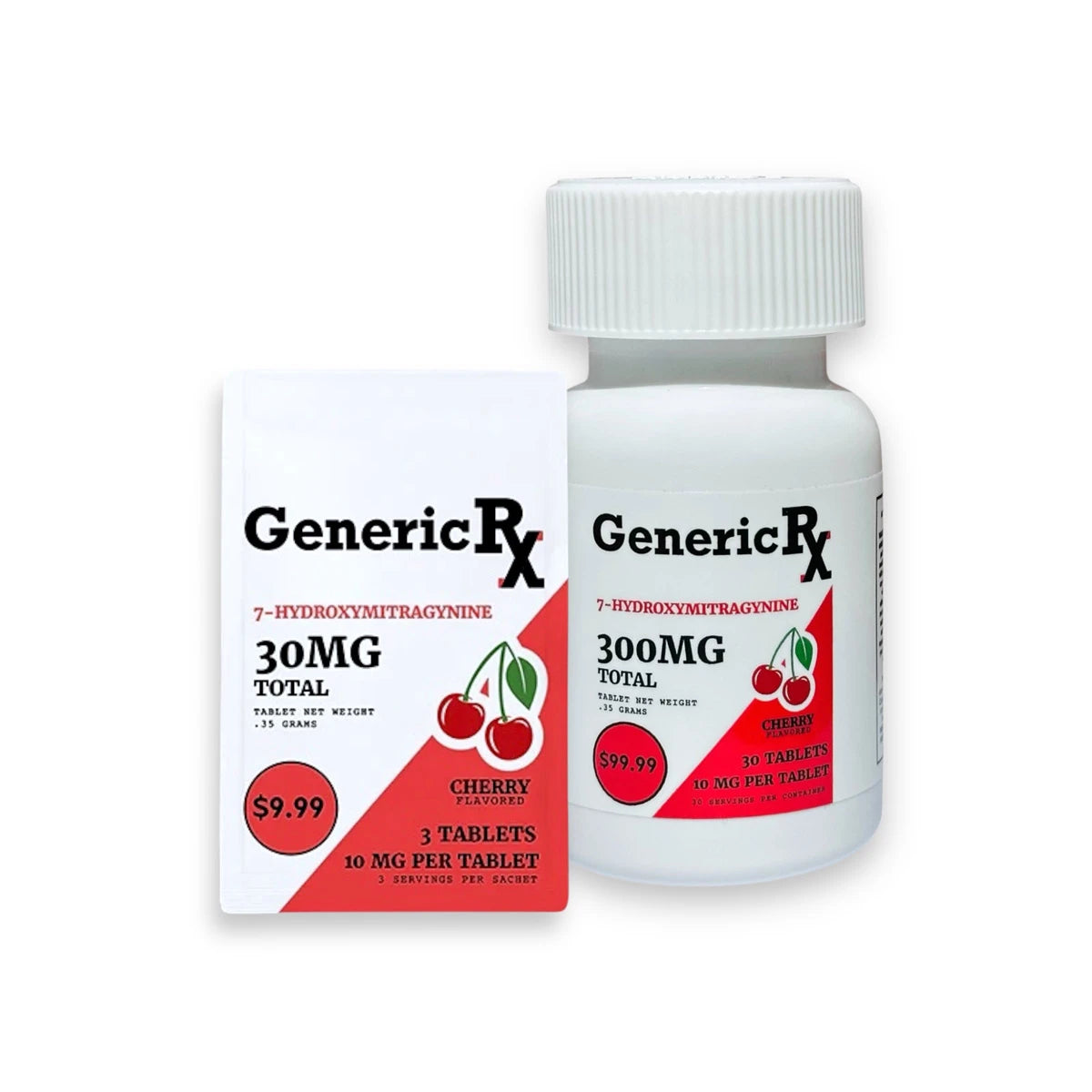 Generic RX 10MG 7-Hydroxymitragynine Cherry Chewable Tablets