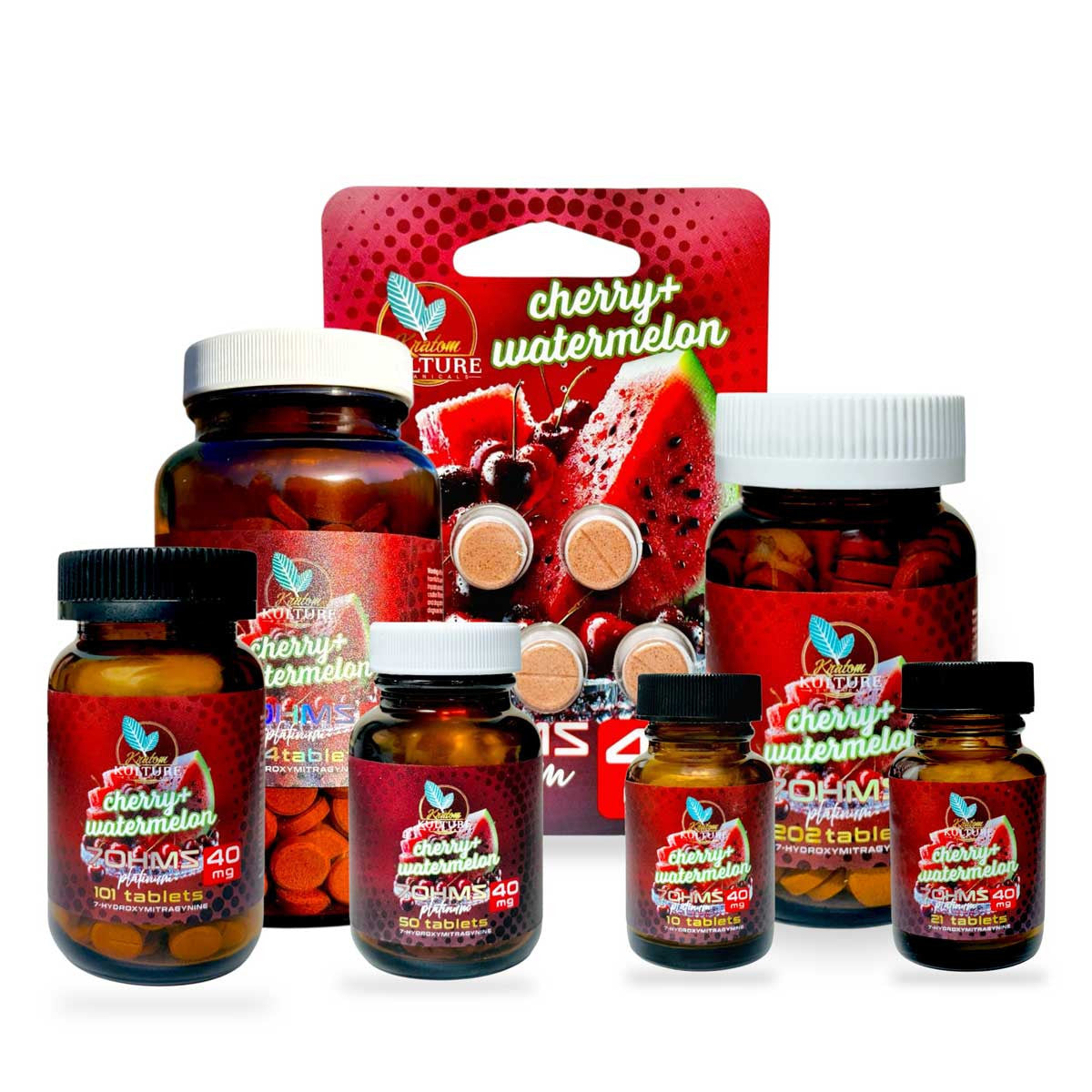 Kratom Kulture 7OHMZ Platinum Tablets Cherry + Watermelon | 40MG
