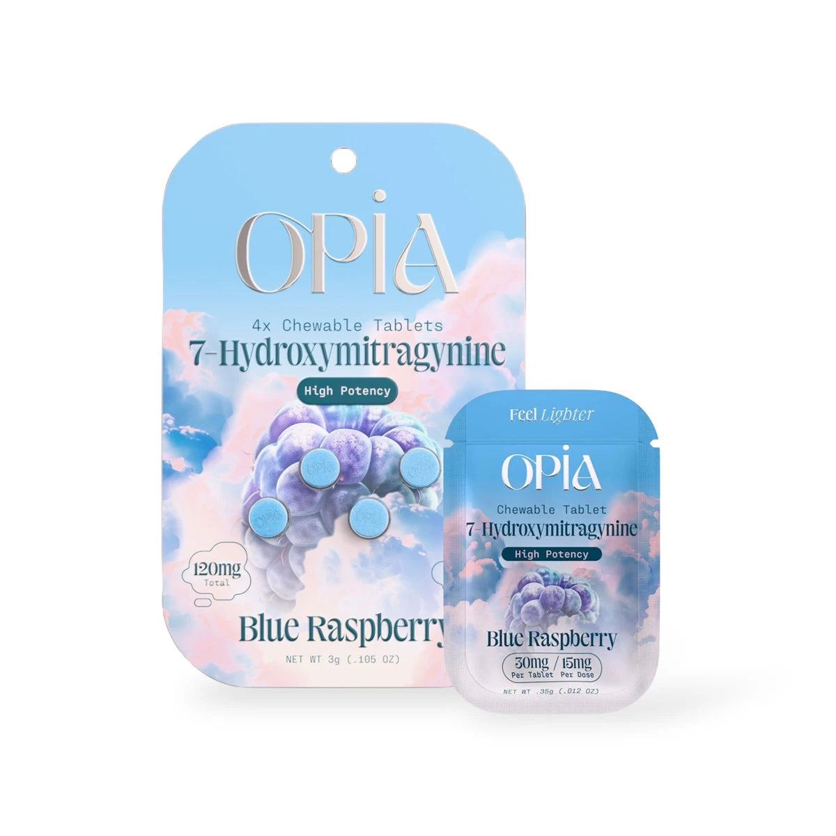 Opia 7-Hydroxymitragynine Chewable Tablets Blue Raspberry | 30MG Per Tablet