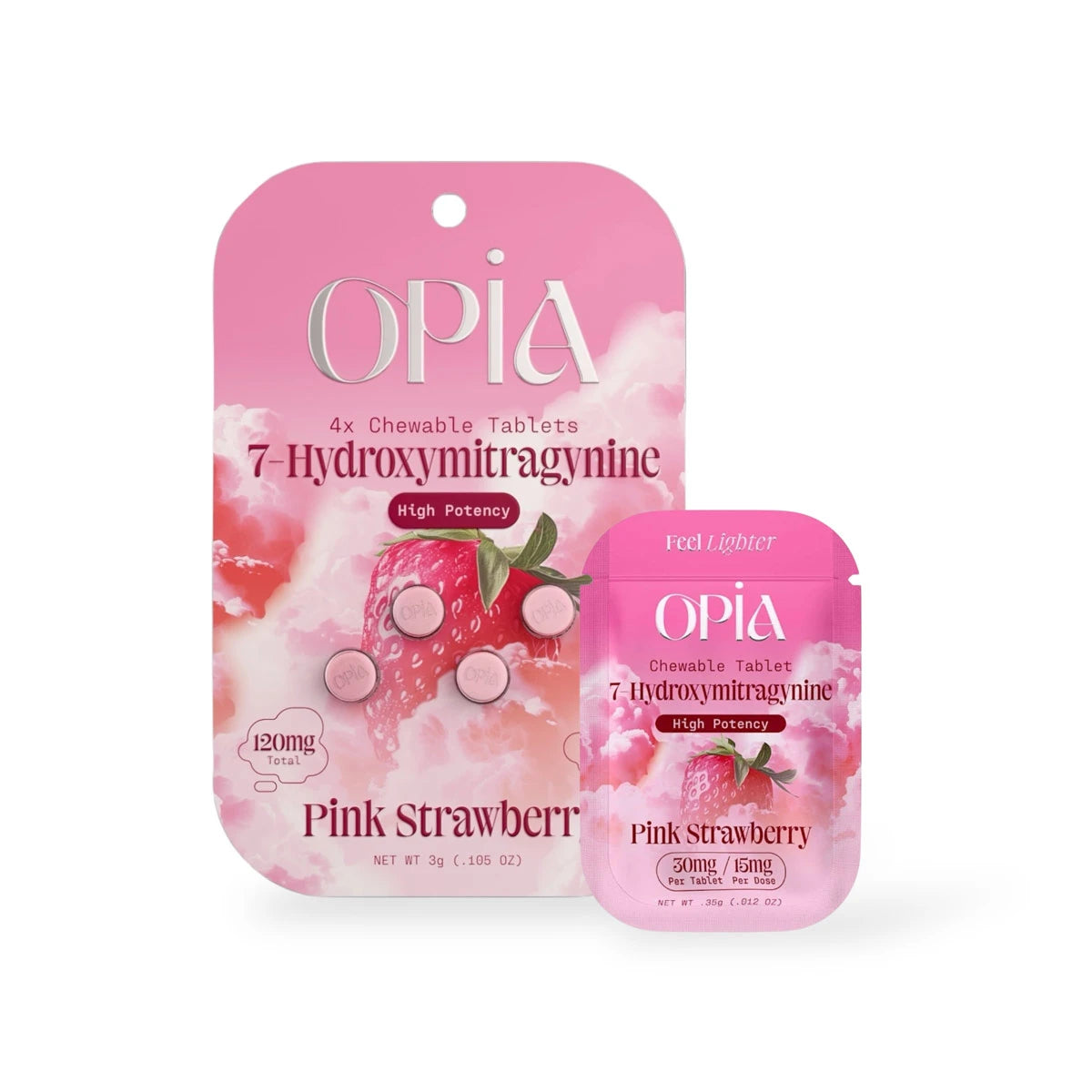 Opia 7-Hydroxymitragynine Chewable Tablets Pink Strawberry | 30MG Per Tablet