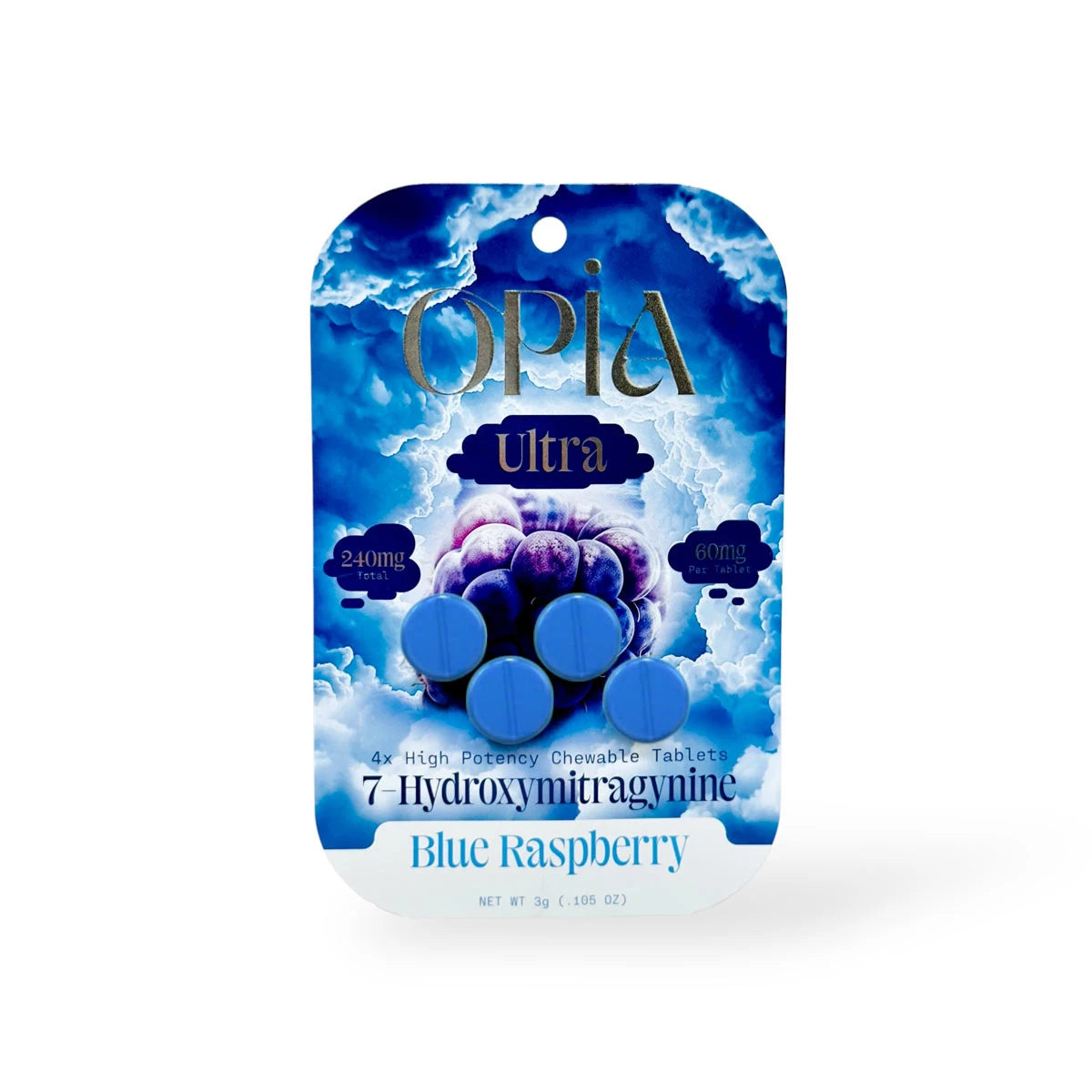 Opia Ultra 7-OH High Potency Chewable Tablets Blue Raspberry | 60MG Per Tablet