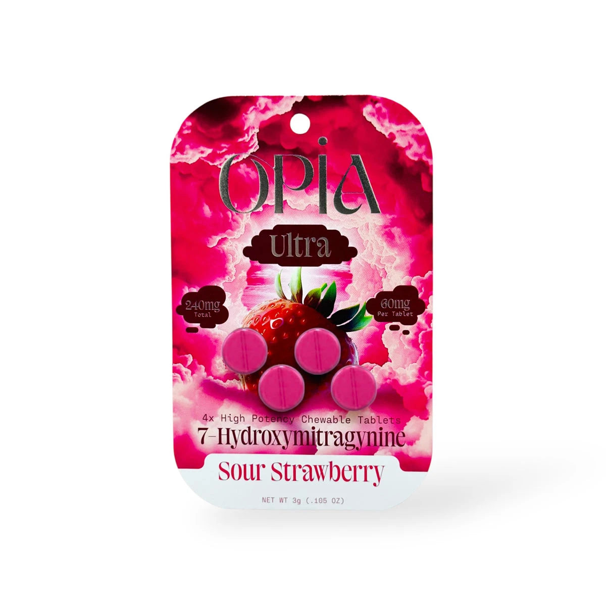 Opia Ultra 7-OH High Potency Chewable Tablets Sour Strawberry | 60MG Per Tablet