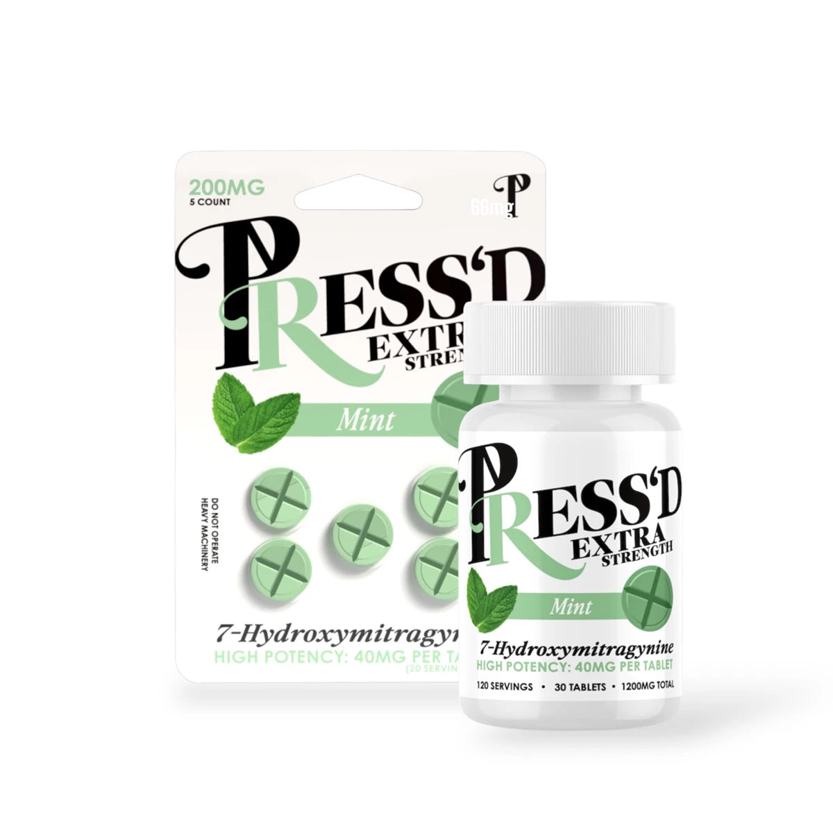 Press'D Kratom 7-Hydroxymitragynine Extra Strength Tablets Mint | 40MG