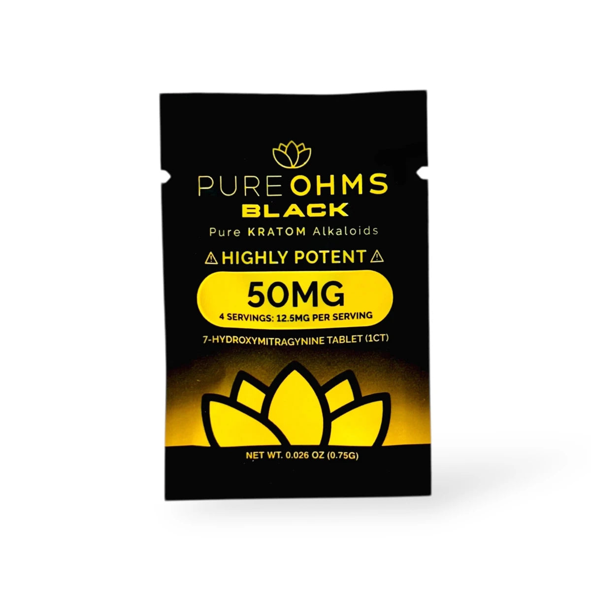 Pure Ohms Black Highly Potent 7-Hydroxymitragynine Tablets | 50MG