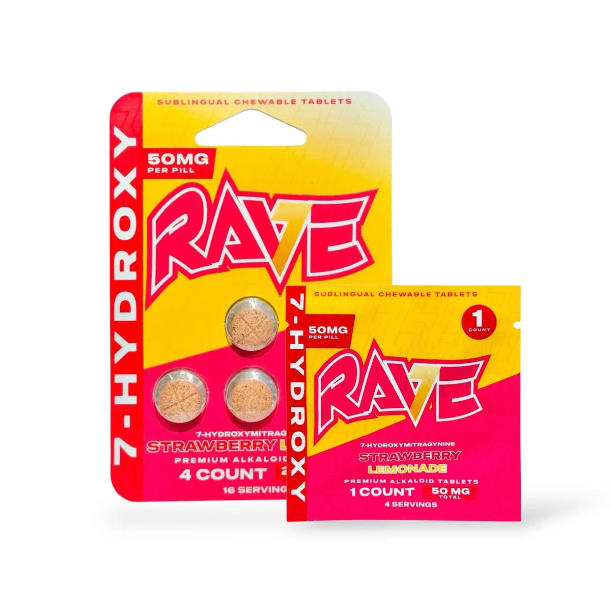 Rave 7-Hydroxy 50MG Sublingual Chewable Tablets Strawberry Lemonade