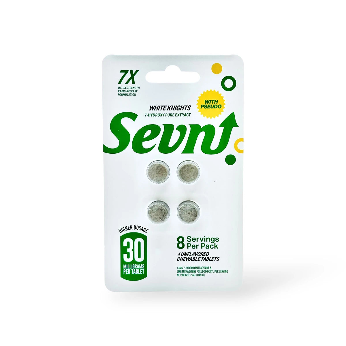 Sevn 7-Hydroxy With Pseudo Tablets White Knights | 30MG