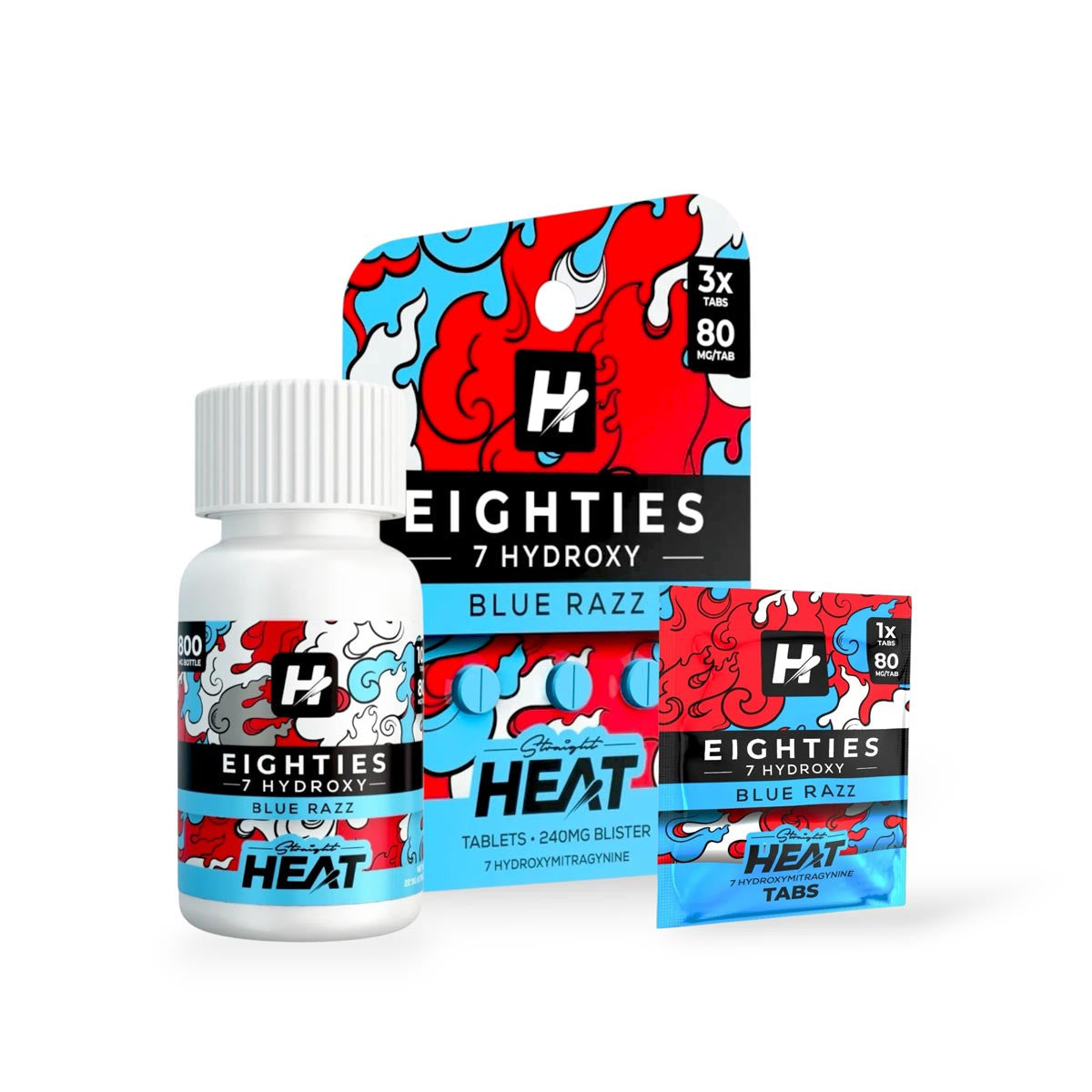 Straight Heat Eighties 7-Hydroxy Chewable Tablets Blue Razz | 80MG Per Tablet